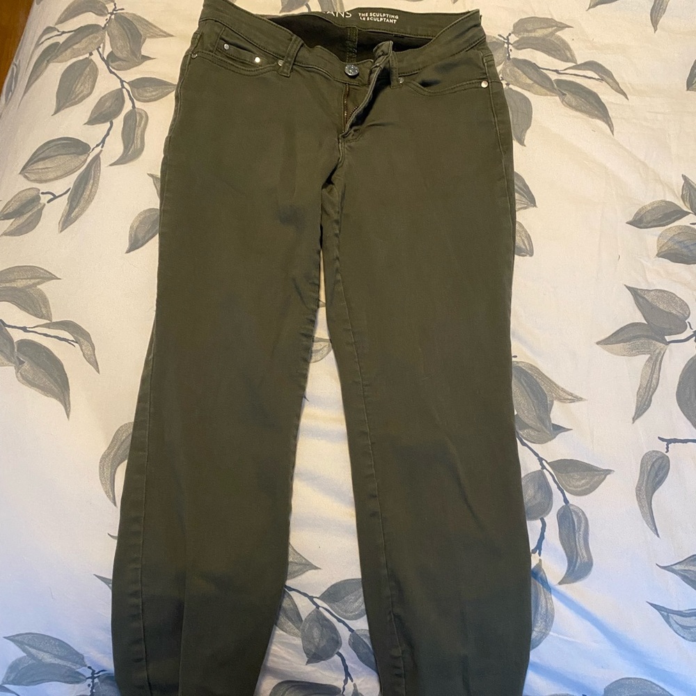 Skinny jeans dark green mid rise